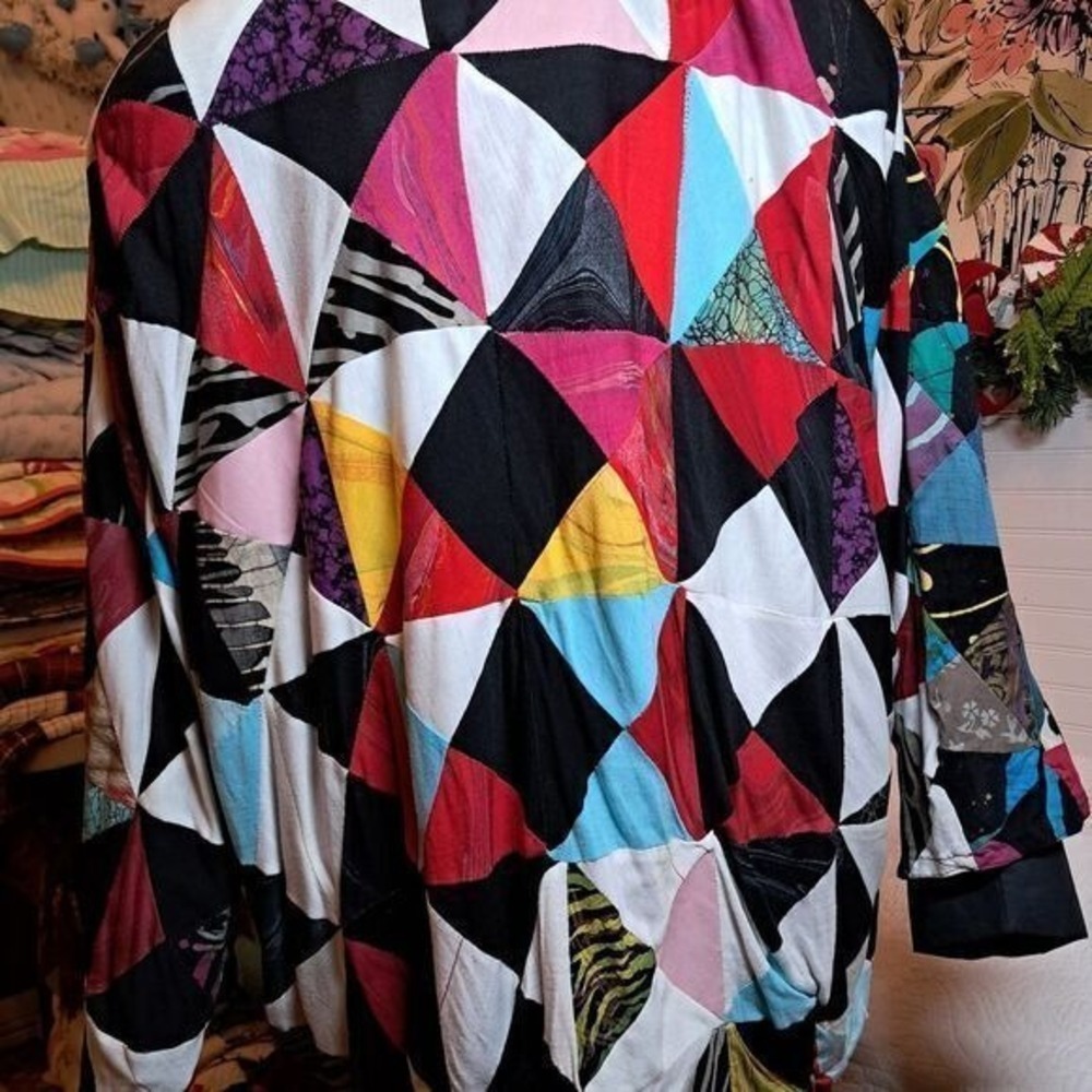Vintage Abstract Patchwork Kimono Jacket Multicol… - image 9